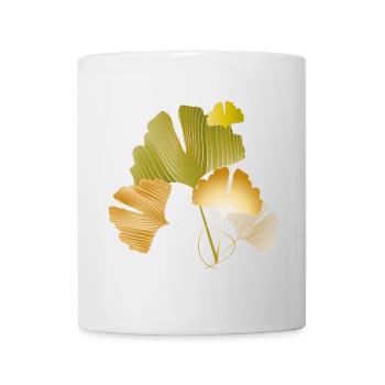 Feuilles élégantes de ginkgo doré et vert - Mug blanc - blanc - Devant