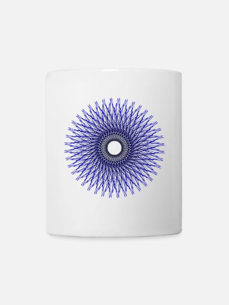 Blue radial star pattern - Mug - white