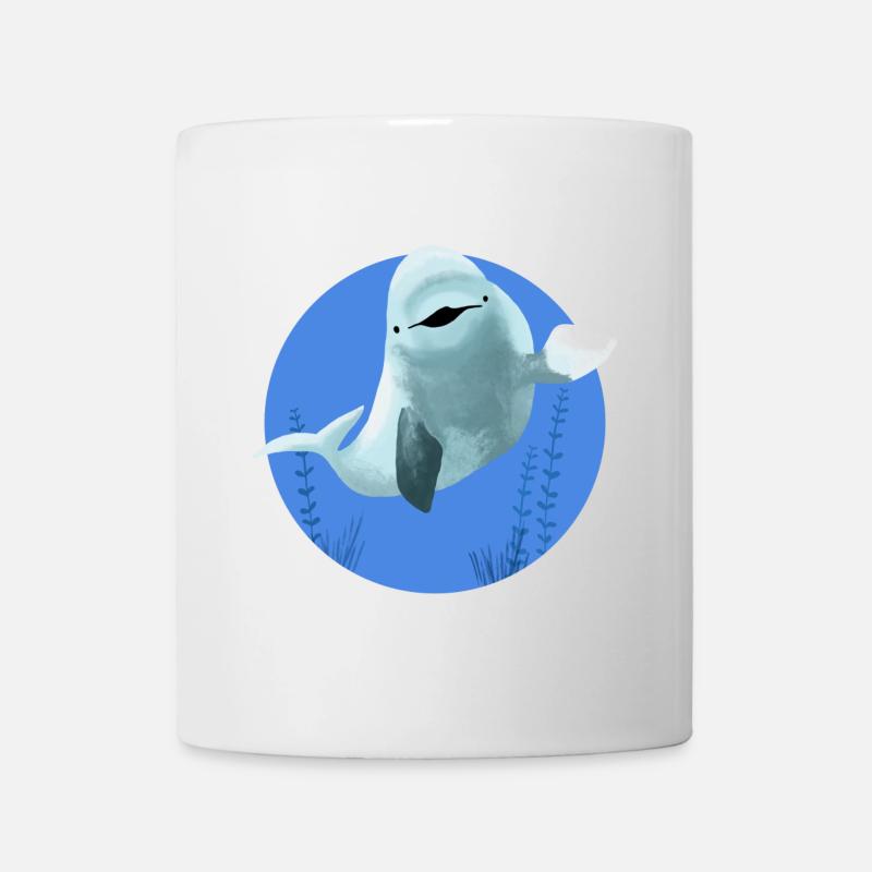 Belouga joyeux dans un cercle bleu - Mug blanc - blanc