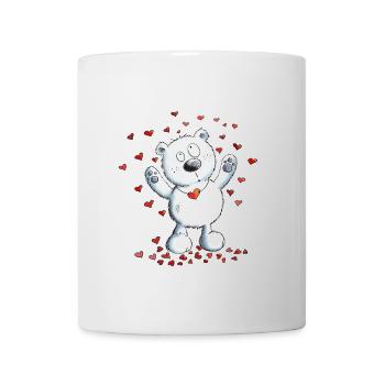 Polar Bear With Hearts I Polar Bear Love - Mug - white - Front