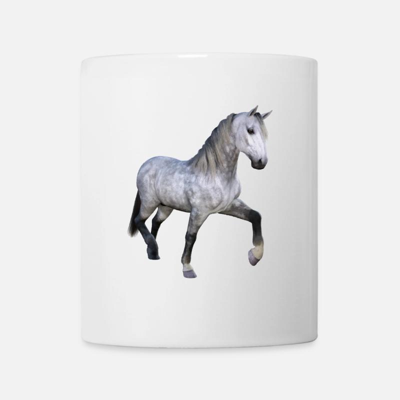 Cheval sauvage gris au galop - Mug blanc - blanc