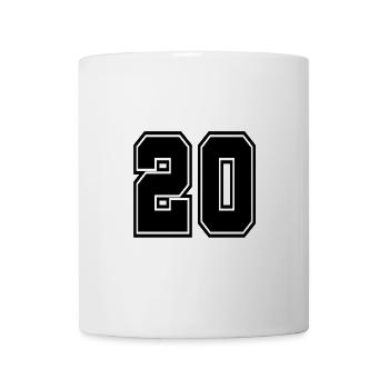 20 numéro de maillot numéro de football de football de style universitaire - Mug blanc - blanc - Devant