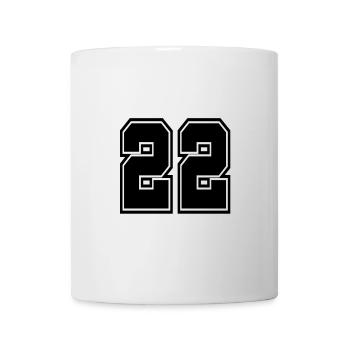 22 Rückennummer Collegestyle Football Fußball Zahl - Tasse - Weiß - Vorne