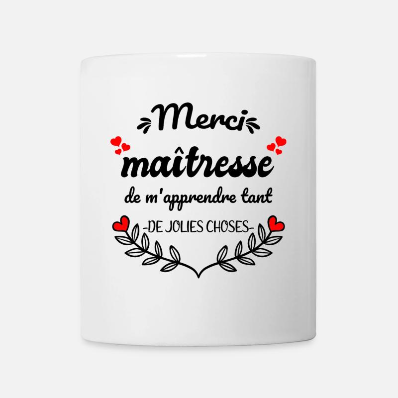 Cadeau merci maîtresse - Mug blanc - blanc