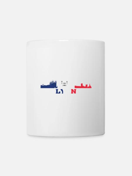 Lyon City Skyline France Landmark Map - Mug blanc - blanc