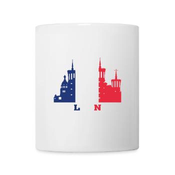 Lyon City Skyline Frankreich Wahrzeichen Karte - Tasse - Weiß - Vorne