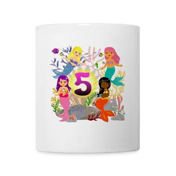 5. Geburtstag Mädchen Meerjungfrau ich bin 5 Jahre - Tasse - Weiß - Vorne