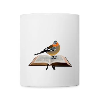 Buchfink auf Buch - Tasse - Weiß - Vorne