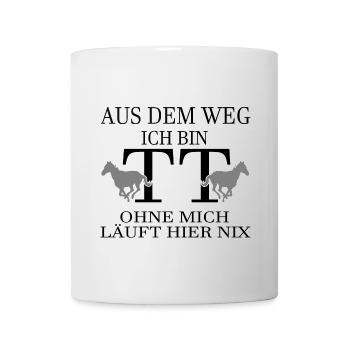 Tuniertrottel ich mach hier alles - Pferd Rappe - Tasse - Weiß - Vorne
