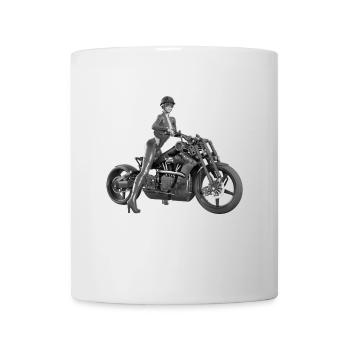Biker girl, femme sexy avec une moto - Mug blanc - blanc - Devant