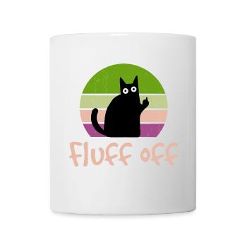 Katze Mittelfinger Fluff off lustig - Tasse - Weiß - Vorne