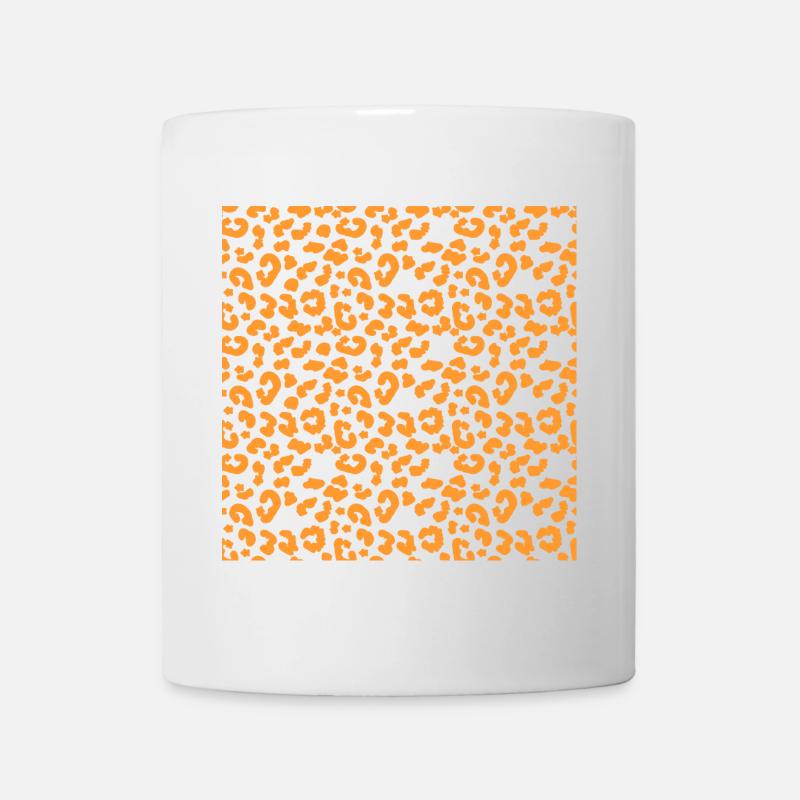 Motif léopard en orange sur noir - Mug blanc - blanc