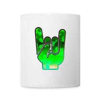 Rock Hand Gesture Space Green Rock ‘N’ Roll Salute - Mug - white - Front