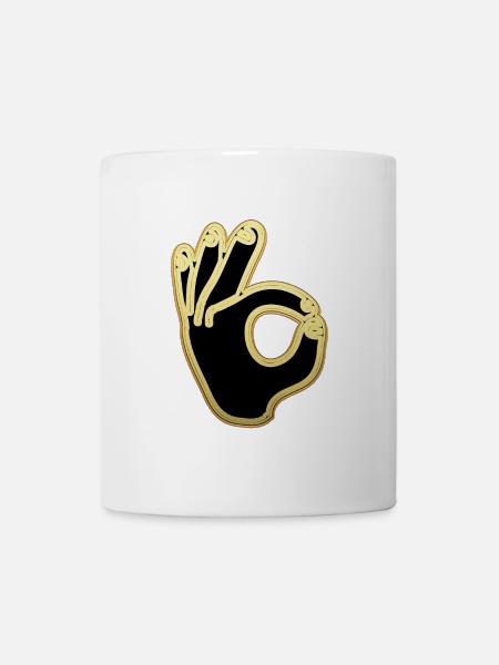 OK Sign Or et Noir Cool Ok Salut de la main - Mug blanc - blanc