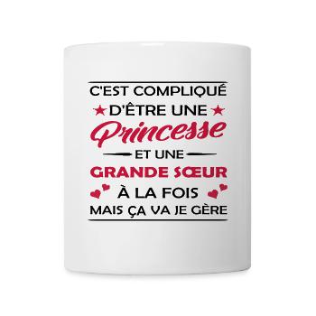 une Princesse et une grande soeur - grande sœur - Mug blanc - blanc - Devant