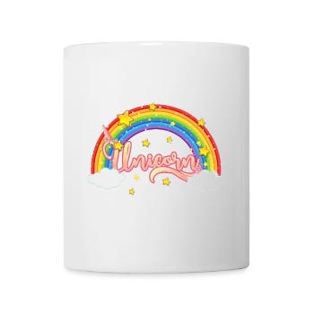 Arc-en-ciel coloré avec lettrage de licorne - Mug blanc - blanc - Devant