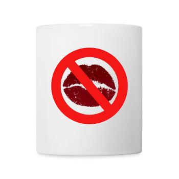 Küssen verboten Kußmund Lippen Kuß Verbot Abstand - Tasse - Weiß - Vorne