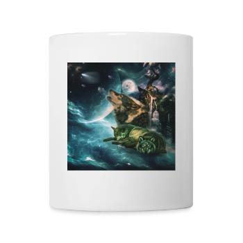 loup mpressant au clair de lune - Mug blanc - blanc - Devant