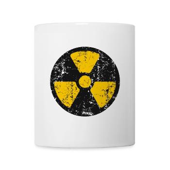 Strahlungs-Grunge-Ikon Nuklearwarnsymbol - Tasse - Weiß - Vorne
