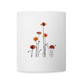 Mohnblumen Silhouette Design - Tasse - Weiß - Vorne