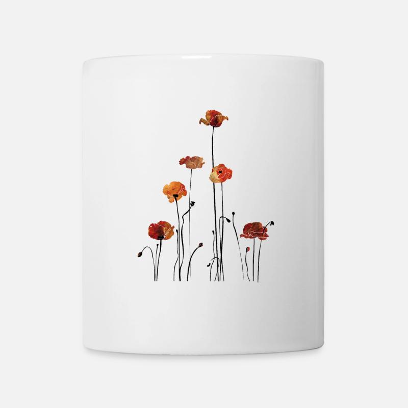 Mohnblumen Silhouette Design - Tasse - Weiß