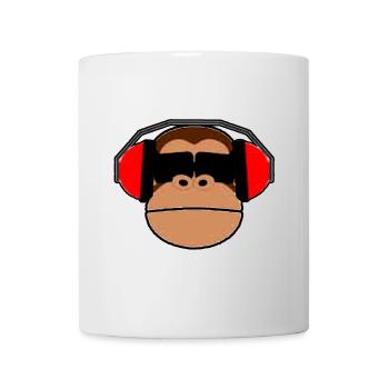 Monkey headphones chimpanzee music glasses gift - Mug - white - Front