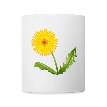 pissenlits jaune vif avec des feuilles vertes - Mug blanc - blanc - Devant