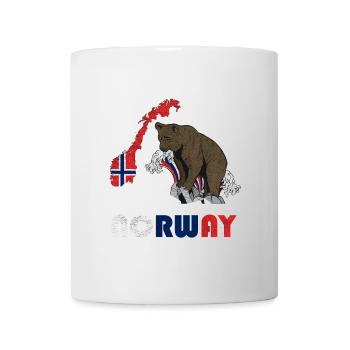 Norwegen Bär Design mit Landkarte und Flagge - Tasse - Weiß - Vorne