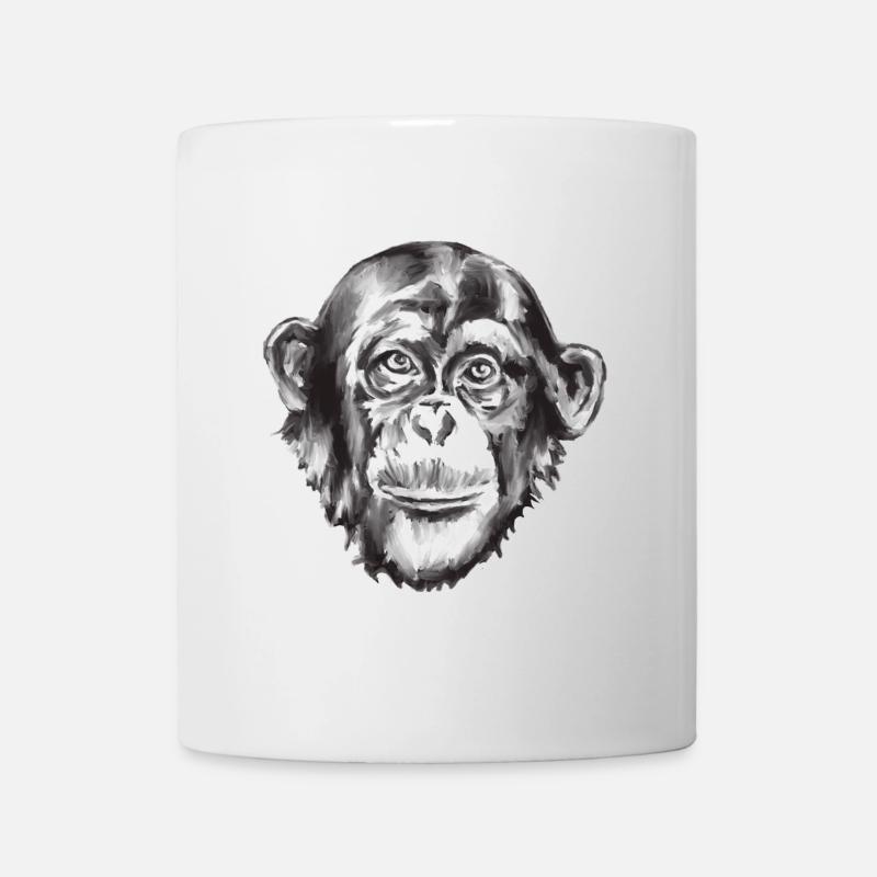 Portrait de chimpanzé en niveaux de gris - Mug blanc - blanc