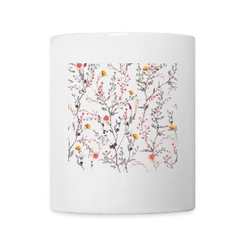 Florale Nachtfallblüte auf Schwarz - Tasse - Weiß - Vorne