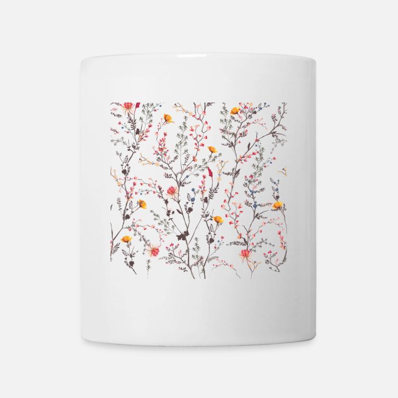 Floral Nightfall Bloom on Black - Mug - white