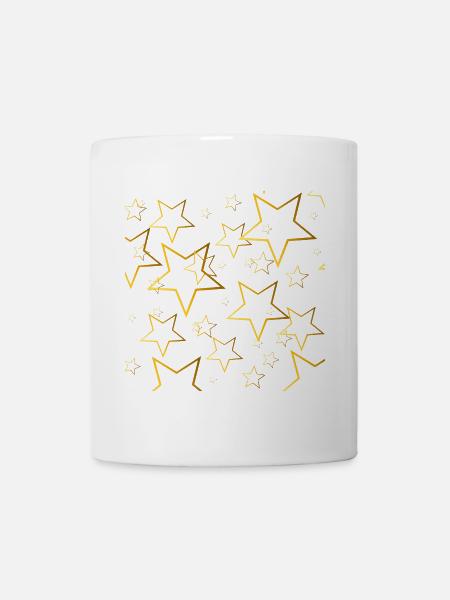 cooles weihnachtsmuster, Golfarbene Sternoutlines - Tasse - Weiß
