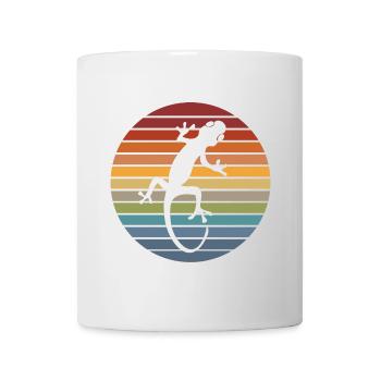 Cadeau de reptile animal lézard rétro silhouette gecko - Mug blanc - blanc - Devant