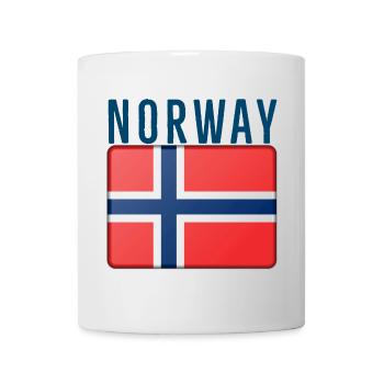 Norwegen Flagge mit Schriftzug - Tasse - Weiß - Vorne