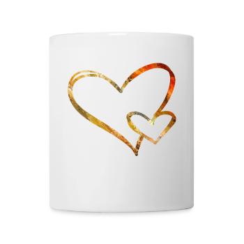 Coeur or rouge graphique amour amour - Mug blanc - blanc - Devant
