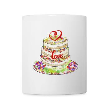 Herzlicher Kuchen mit Liebe Dekor - Tasse - Weiß - Vorne