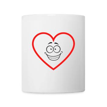 erwartungsvolles Herz comicstyle Sticker Aufkleber - Tasse - Weiß - Vorne