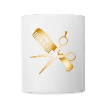 coiffeur d’or ciseaux et peigne - Mug blanc - blanc - Devant