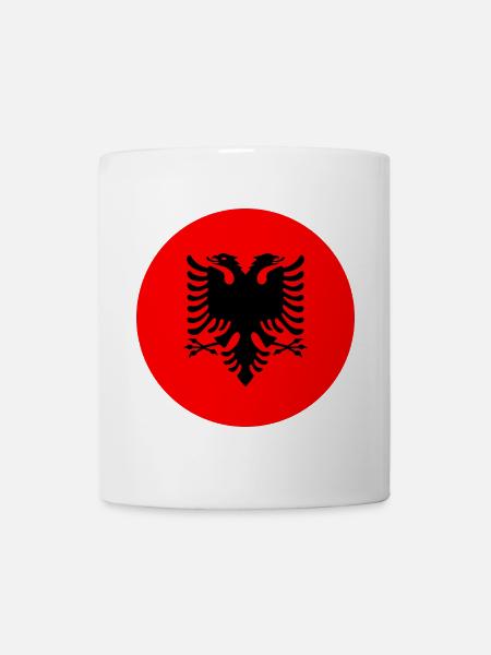 Autocollant rond drapeau de l'Albanie idée cadeau Shqiperia - Mug blanc - blanc