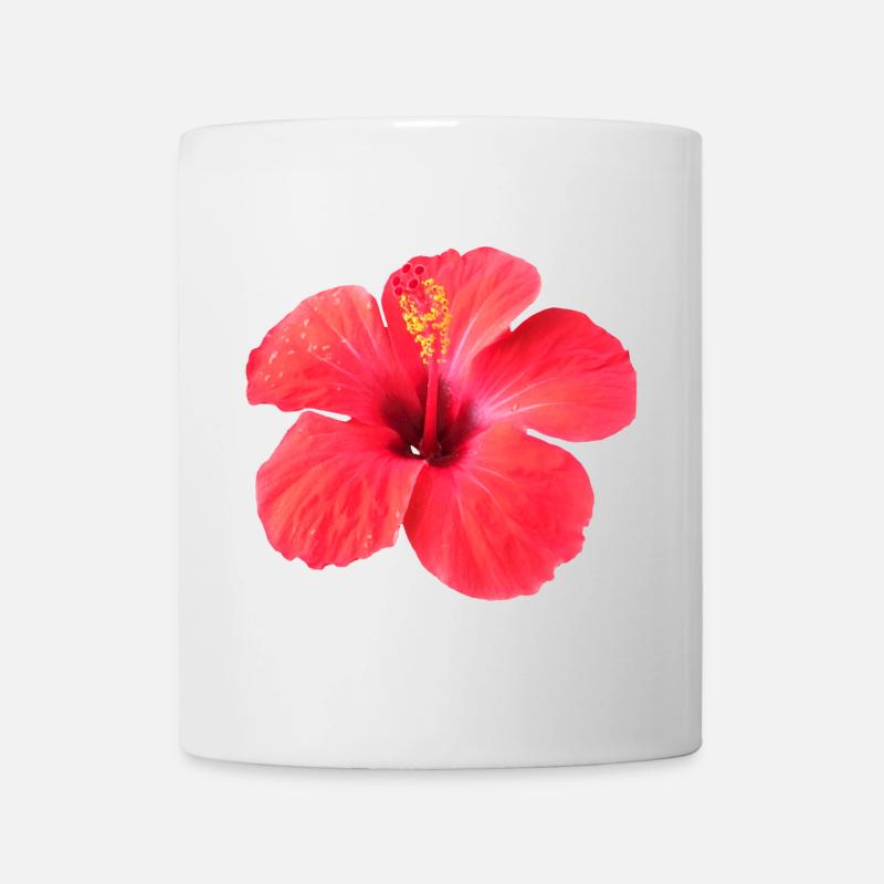 Fleur d’hibiscus vibrante de style tropical - Mug blanc - blanc