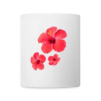 Rote Hibiskus Blütenpracht Drei-Fach - Tasse - Weiß - Vorne