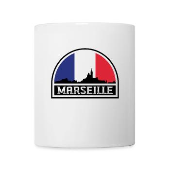 Marseille France Skyline Silhouette French Flag - Mug - white - Front