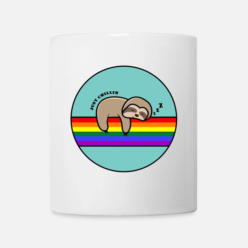 Nur Chillin Faultier / Faultier, das auf einem Regenbogen döst - Tasse - Weiß
