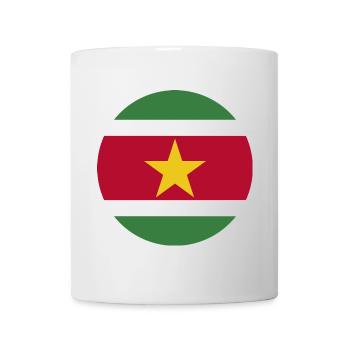 runde Aufkleberfahne der Suriname Aufkleber Geschenkidee - Tasse - Weiß - Vorne