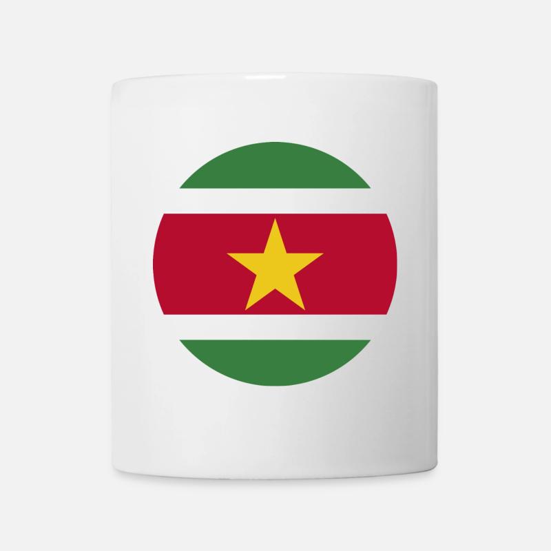 runde Aufkleberfahne der Suriname Aufkleber Geschenkidee - Tasse - Weiß