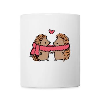 Kuschelige Igel mit Herzmotiv - Tasse - Weiß - Vorne