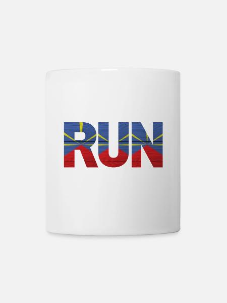 Run île de la Réunion drapeau - Mug blanc - blanc