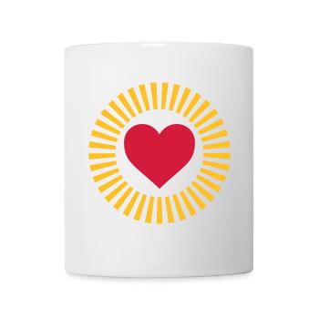 Herz in Strahlenkranz Design - Tasse - Weiß - Vorne