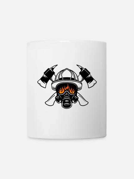 Hache de pompier croisée avec protection respiratoire - Mug blanc - blanc