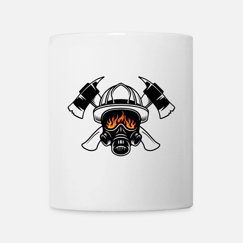 Crossed firefighter axe with respiratory protection - Mug - white